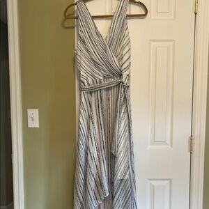 Elegant Striped Wrap Dress